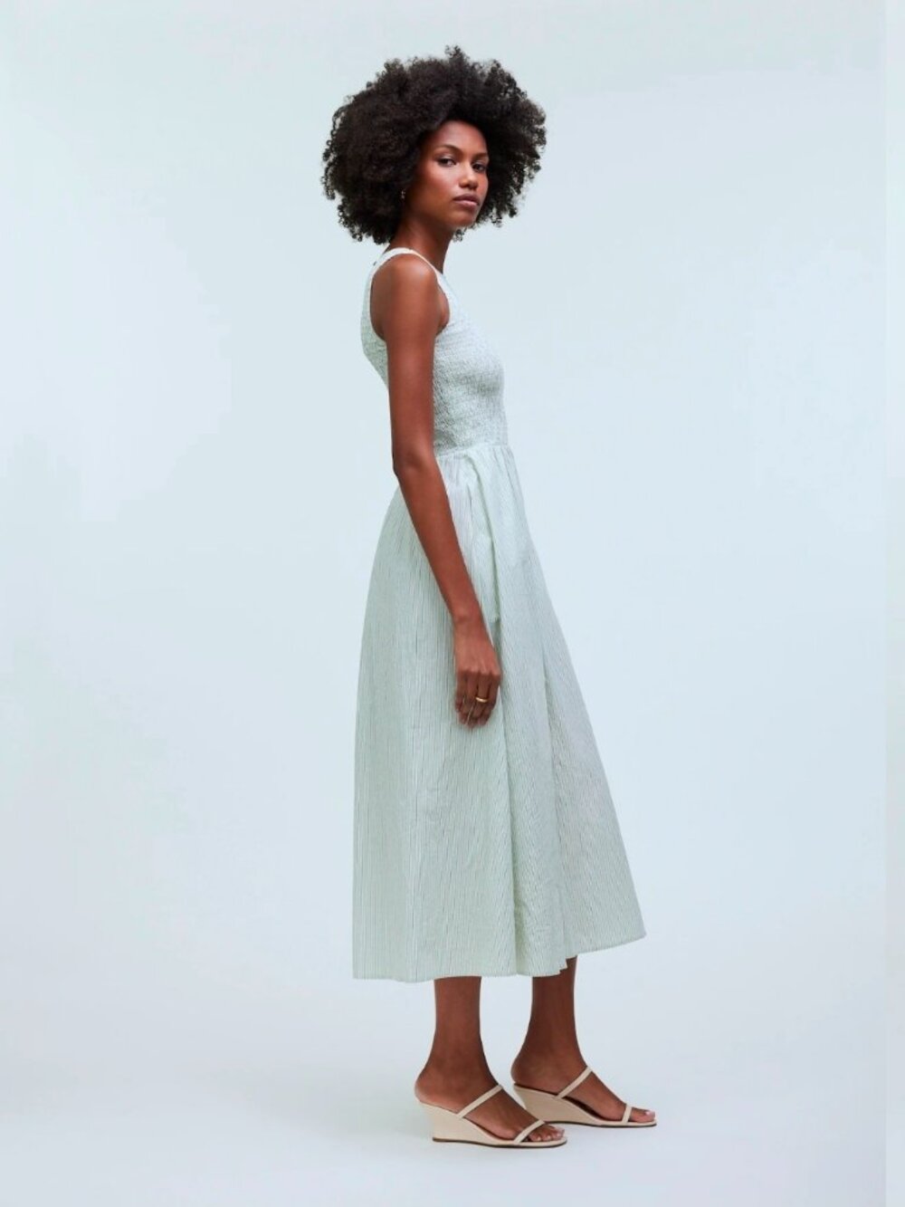 Madewell Melody Smocked Midi Dress 100% Cotton Pistachio Green NEW Size XXS - Picture 3 of 9